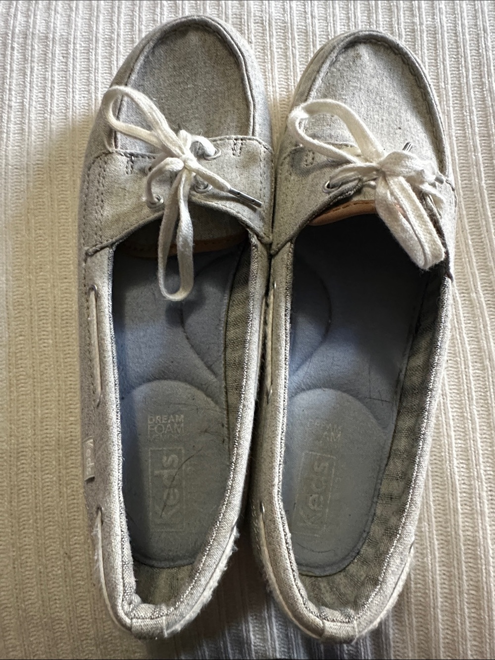 Keds Women's Light Gray Bow Moccasin Slip-Ons